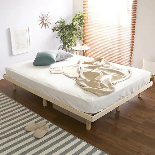 Rakuten - ダブルベッド すのこベッド ローベッド 天然木使用 高さ調節 頑丈 ナチュラル 幅83cm 長さ197cm ナチュラル ナチュラル ブラウン ホワイトウォッシュ