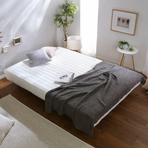Rakuten - すのこベッド ダブルベッド マットレスベッド 脚付き 天然木使用 頑丈 ホワイト 幅120cm 長さ197cm ネイビー ネイビー ブラウン ホワイト