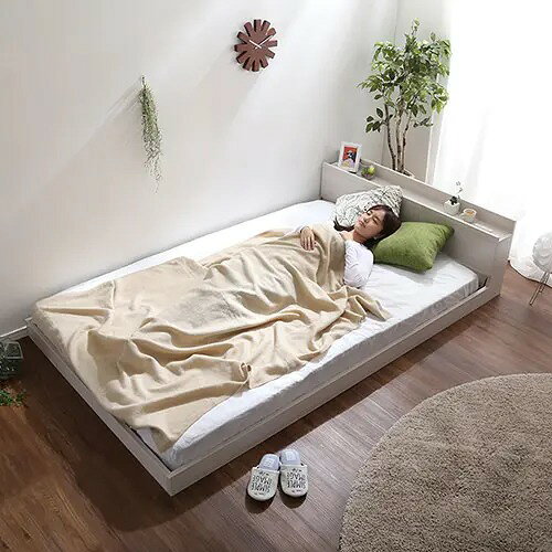 Rakuten - セミダブルベッド すのこベッド ローベッド 棚付き コンセント付き ダークブラウン 幅120cm 長さ207cm