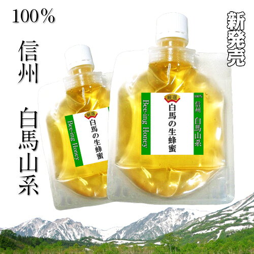 非加熱・無添加・無加工の本物の酵素が活きているはちみつです。 日本人は日本の自然から採れたハチミツが体に合います。 何億年も日本の自然で培われた体ですから！ 商品説明名称生はちみつ 原材料白馬山系　生はちみつ　国産100％内容量100gx2個賞味期限 パッケージに記載（約2年間） 保存方法常温（20℃〜30℃が適温） 販売者ビーイング株式会社山梨県甲府市伊勢2-12-14TEL/FAX：055-269-7720【生はちみつ】とは・・・ 日本で一番最初に生蜂蜜という言葉を使ったのが当社のWebページでした。 創業当時まだまだ蜂蜜の神秘的な自然の力が一般的に浸透しておりませんでした。 蜂蜜・ミツバチの研究が進んでいなかったのが原因ですが、おばあちゃんの知恵袋的な感覚でした 効果があるのは実感するが科学的な根拠がなかったのです 大量生産品は絶対的に加熱して混ぜて本来あるべき良い成分が破壊された蜂蜜です そこで差別化を考えました アメリカで当時流行していた健康志向の食文化【Raw　Food】＝加熱処理されていない食べ物 加熱していない天然のままの蜂蜜を【Raw　Honey】＝生蜂蜜として日本で最初に販売スタートしたのが当社です ではなぜ？　生が良いのでしょうか？ 蜂蜜屋さんでも正確には答えることができない事でしょうね 大まかに言うと、素材そのまま、天然風味なのですが・・・ 実は生はちみつと大量生産加熱蜂蜜とは全く違うものと考えていただきたいのです 簡単に・・・生蜂蜜のメリット 1：熱に弱い酵素が活きていること 2：熱に弱いビタミン・ミネラルが活きていること 3：ヘドロメチルフルフラールが発生していないこと 4：そして、産地別に花別にいろんな風味を楽しんでもらえること 5：そして何より美味しいこと 若い人たちの蜂蜜離れは幼い頃、加熱処理された蜂蜜を食べて、それをハチミツだと誤解して脳が体が覚えてしまったことから始まっています 生はちみつを言葉にすると簡単ですが、生産管理が実は難しいのです しかし・・・生蜂蜜はしっかり生産すれば100年でも1000年でも腐りません まさにスーパーフードの代表格なのです 生産管理は企業機密ですが、当社は実績がありますので、ご安心くださいませ 安心安全な正真正銘の生はちみつをぜひご堪能ください (o^—^o)ニコ 新発売！(^▽^)/ 白馬の春　生はちみつ ◇ハチミツで目覚めるからだ◇ ◇味覚・嗅覚・視覚・食パンのサクッとした食感とともに目覚める感覚◇ ◇ハチミツのぶどう糖で脳が働き出します◇ ◇朝つらい方・・・ぜひお試しを〜(^▽^)/◇ ◇PS：朝つらい二日酔いにもスプーン1杯　おススメです◇ ◆冬はスキー・春の芽生えとともに収穫する白馬の生はちみつ◆ ◆生蜂蜜で元気100倍！◆ ◆自然林の蜂蜜◆ ◆(^▽^)/　安心　安全　検査済み◆ ◇何も引かない・何も足さない◇ 毎日スプーン1杯を続けていただく事をお勧めいたします。 通常のお食事では摂取不可能な酵素を毎日少しづつが健康の秘訣です。 ◆◆農薬の心配がない自然林のはちみつ　安心安全をお届けします◆◆ ◆◆諸々のご要望に関して◆◆ 厳選した蜂蜜をお届けしたいので、お急ぎのお客様のご要望にお応えできない事があります。 お急ぎでしたら備考欄にメッセージをご記載ください。 なるべくご希望に合わせられるように頑張ります！ ◆◆リピートさんをたいせつにしたい◆◆ 在庫がある時に買っていただきたい！　 毎日スプーン一杯約5gを提唱しています。 賞味期限2年間、消費期限10年間だから安心してご購入可能かと思います。 　 ☆☆白馬の百花蜜の美味しい特徴☆☆ 信州　白馬山系の自然林で採蜜した自然の風味 アカシア色と言われる薄い黄色　薄いゴールデン ふわっと広がる懐かしい香り 舌で感じる味わいはさすがに奥深い風味 クセは少ない さっぱりした風味 白馬山系は真夏でも風が爽やか〜ひんやり・・空気が違います おいしい空気・きれいな環境から生まれる百花蜜は格別です ☆☆☆(^▽^)/　最大の特徴☆☆ 農薬の心配のない自然林で採蜜 安全安心をお届けするビーイング品質 地元の人でも入手困難。 ☆☆ビーイングの生はちみつの秘密は・・・☆☆ 絶対に混ぜないこと！　V(^▽^)V 他の産地と混ぜるとクセが強く出ます。 自然の影響で毎年少しづつ風味が変わるのですが、でも美味い！ ☆☆嬉しい情報！・・・(^▽^)/☆☆ 花粉・蜜蝋が比較的に多く入っている部分をお届けします。 よって、ミネラルなど多くの栄養素が多い生はちみつです。 花粉が多いので結晶化しやすいハチミツです。 結晶化したらフタを取った状態で電子レンジでチン！！ 300Wほどの弱い設定で1分・・2分・・・様子を見ながら温めてください。 瓶を触ってほんのり温かいくらいがちょうど良いです。 それ以上温めると酵素が分解してただの甘味料になってしまいます。 湯煎なんかより時間短縮&簡単なのでぜひお試しください。 ◆◆注意点◆◆ 1）ラップはしないでください。 蒸発した水滴が蜂蜜の中に落ちるとそこから劣化がはじまります。 2）金属のフタは必ず外してくださいね！　ショートして危険です。 3）残念ながら蜂蜜の香りは水蒸気と一緒に先に消えてゆきます。 ◆◆結晶化させないためにできること◆◆ ☆冷蔵庫の放熱部（冷蔵庫の上）へ置くと意外と冬でも結晶化が起こりにくいのです。 放熱部は常に30℃ほど・・・蜂蜜にとって嬉しい温度をキープしてくれます。 ◆◆そもそも結晶化ってなんで起こるの？◆◆ 固まると本物？偽物？という情報が氾濫しておりますが、科学的にご説明します。 1：固まるハチミツ 花粉量・蜜蝋量が多い 2：固まらないハチミツ 花粉量・蜜蝋量が少ない 固まる主な原因は花粉量と温度です。 雪の結晶と同じ原理です。 雪の結晶は空気中の埃に空気中の水分が冷えることにより埃の周りにくっつき結晶を作ります。 冷えることによって埃を核として雪の結晶を構成します。 ハチミツも同じような現象です。冷える（16℃以下）で花粉の周りに糖分が結晶を作り、比重が重くなって下に沈殿します。 という事は！！ 塊の部分は栄養豊富な花粉が満載という事です。 天然のビタミンやポリフェノールが豊富に含まれております。 上澄みだけ食べている人はホントにもったいない事をしています。 知らない人はもったない！！花粉だけがローヤルゼリーの原料となる源なのです！ ☆☆生ハチミツだけに含まれる酵素☆☆ ☆グルコースオキシダーゼ（≒オキシドール） ☆α-グルコシダーゼ（≒消化酵素） ☆β-フラクトフラノシダーゼ（≒加水分解酵素） ☆アミラーゼ（＝ジャスターゼ） ☆カタラーゼ（≒グルコースオキシダーゼの活性酵素：人間では肝臓に多く含まれる） ☆ホスファターゼ（≒加水分解酵素） でもこの酵素は熱に弱く、機械充填するために加熱処理した量産品のハチミツでは効果が無いことがわかっています。 この酵素は60℃ほどで完全に消滅してしまうのです。 だからビーイングの【生はちみつ】が選ばれています。 天然の蜜蝋が含まれております。 当社のお客様には家族皆さまで食べている方がいらっしゃいます。 1kgで毎日5g200日分 白馬の春　生はちみつ