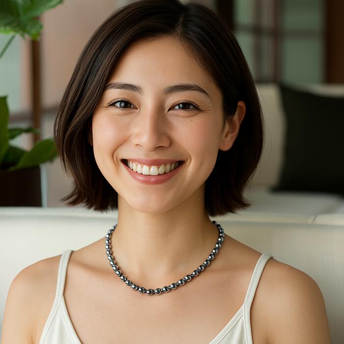 Rakuten - 【D企画】高級品質テラヘルツネックレス テラヘルツ 8mm丸玉ネックレス【選べる長さ34～60cm】【選べる金具】 公的機関で品質を調べたテラヘルツです 【健康寿命をサポート】