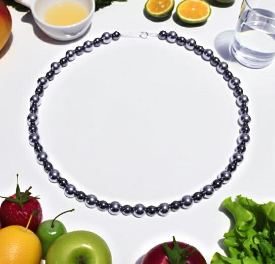 【健康の基本は食事バランス】テラヘルツネックレスがサポート 高級品質テラヘルツ8mm丸玉 ＆磁気ヘマタイト6mm丸玉健康ネックレス 【選べる金具】 【選べる長さ約34～50cm】肩こり効果レビュー 健康ネックレス