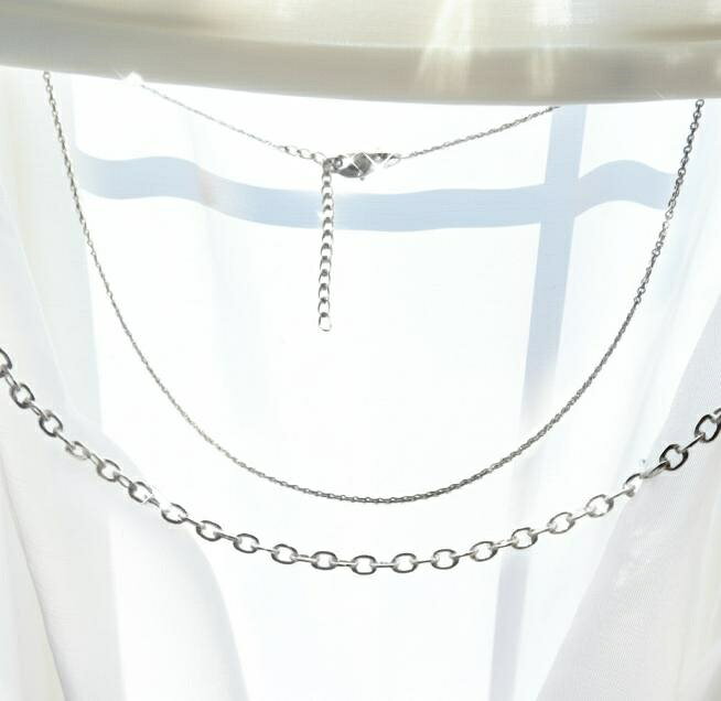 チタンネックレスアジャスターチェーン5cm仕様【45-50cm対応可能】 純チタンチェーンネックレス 輝く平..