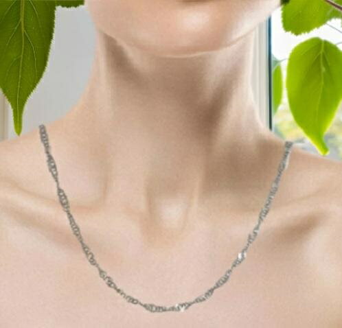 金属アレルギー対策 安心品質 日本製 純チタンネックレス チェーン 幅約3.5mm太いスクリュー ネックレス【選べる長さ34-36-38-40-42-44-46-48-50cm】プラチナ風の輝き メンズ レディース