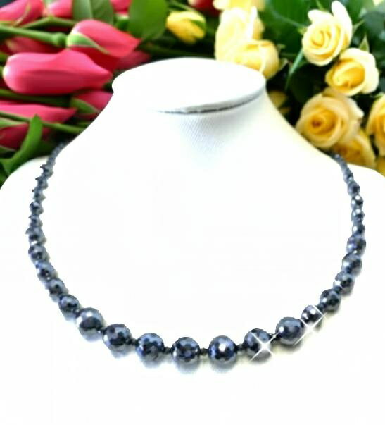 純 テラへルツ 石 10-8-6-3mmミラーカット 豪華 グラデーション テラヘルツネックレス 【長さ約40cm】..