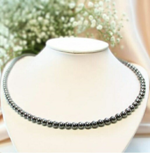 【選べる長さ NEO-1】Si原子：純ケイ素：テラヘルツ石4mm丸玉ネックレス 選べる長さ 【地球の恵み ケイ..