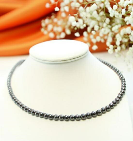 【選べる長さ NEO-1】Si原子：純ケイ素：テラヘルツ石4mm丸玉ネックレス 選べる長さ 【地球の恵み ケイ..