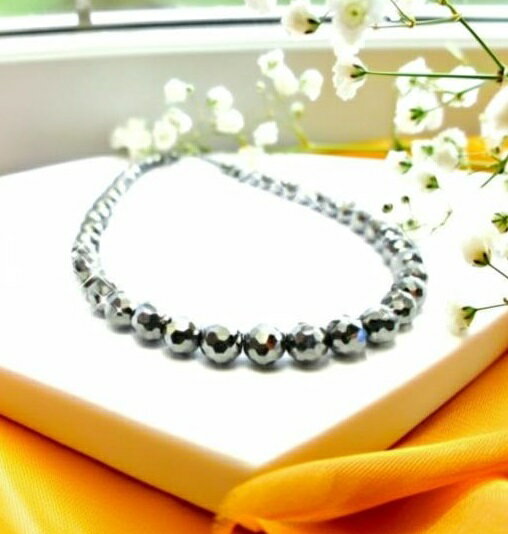 専門知識+代替医療 安心の公的機関検査実施済み 高級品質テラヘルツ 6mm玉ネックレス 【キラキラ64面カッ】】【選べる長さ34～46cm】 健康ネックレス