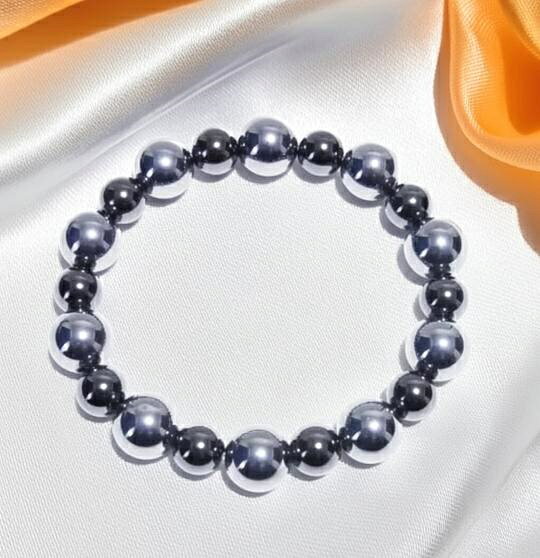 SUPER-ポイント20倍 高級品質テラヘルツ10mm丸玉 磁気ヘマタイト 【選べる長さ14～18cm】健康ブレスレ..