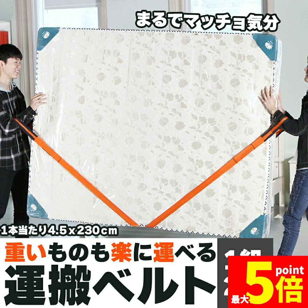 ★期間限定！ポイント5倍★運搬ベルト 2本1組 引越し 引っ越し 作業用 運搬用 引っ越し用 キャリーベルト 重い荷物 家具 大型家電 電化製品 冷蔵庫 洗濯機 テレビ タンス 食器棚 ソファー 階段