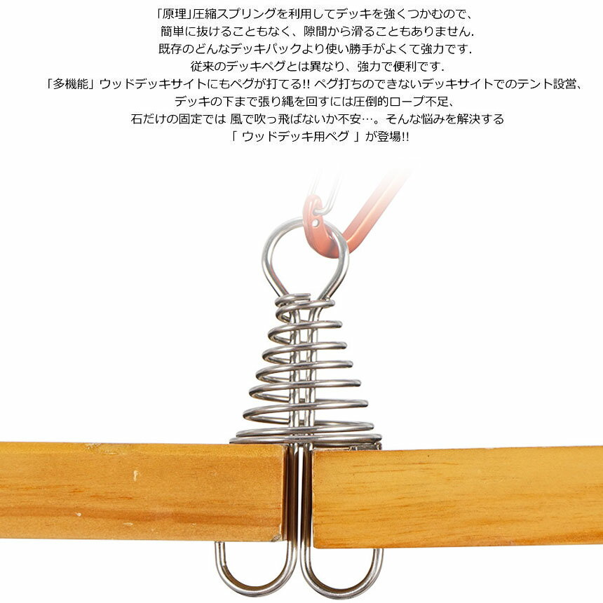 アンカーペグ 6個セット ウッドデッキベグ テントペグ ウッド デッキ ペグ アンカ...