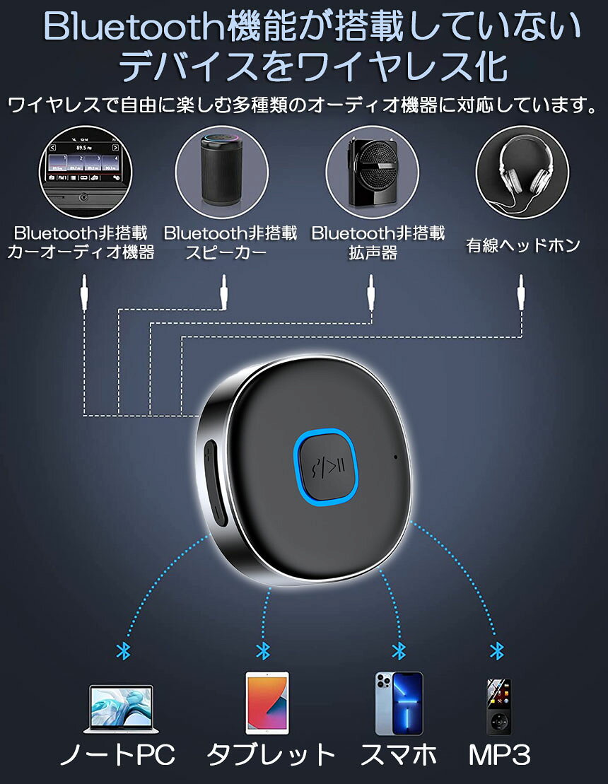 beemのBluetooth レシーバー 3台セット ブルートゥース レシーバー 受信機 AUX bluetoothポータブル3.5mm ジャック スピーカー 2台同時接続 有線ヘッドホン カーオーディオ コンポ ホームステレオシステムに対応 家庭用 テレビ アウトドア 車用 小型 低延遅｜アングル3