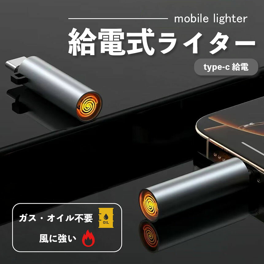 電子ライター 携帯 type-c スマホ接続 ライター 充電不要 電熱 防風 アウトドア 防災 小型 ミニライター ポータブル ガス不要 オイル不要 キャンプ 着火装置 コンパクト キーホルダー 旅行 非常用 便利 グッズ Type-C 電子 スマホ 給電 超小型 安心設計 コスパ beeaibee530-10002992 beem サンプル画像2