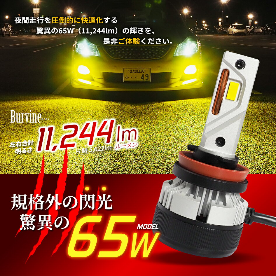 【左右合計130W】NISSAN ノート e-POWER H28.11～R2.11 LED ヘッドライト フォグランプ H8 イエロー ホワイト 後付け イエローフォグ 11244lm 電源強化リレーハーネス付属 SEEK Products 車検対応 1年保証 Burvine 1年保証 送料無料 【宅配便発送】 3