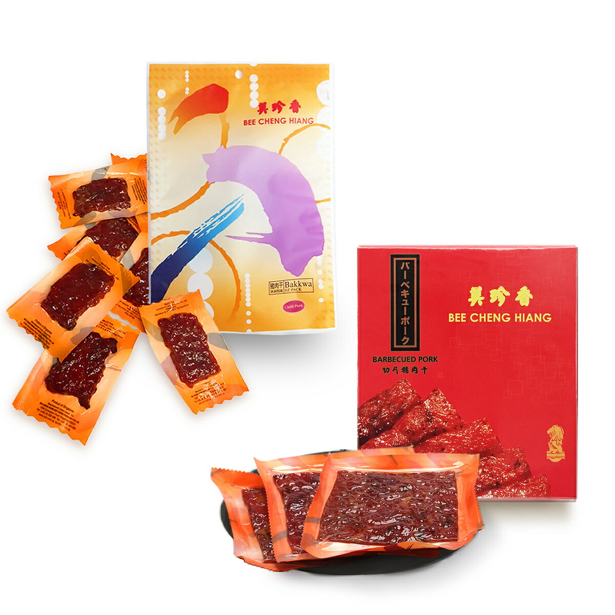 ◆スライス ポーク180g ＆ EZパック チリポーク120g(辛口）セット美珍香　無添加　ポークジャーキー　Bak kwa