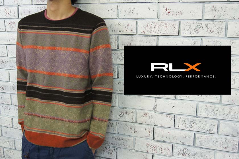 RLX ラルフローレン RLX ウール×カシミア ボーダー ネイティブ柄 セーター