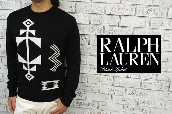 ラルフローレン BLACK LABEL by Ralph Lauren　　ラルフローレン ブラックレーベル リネン&カシミア ネイティブ柄 セーター/BLACK