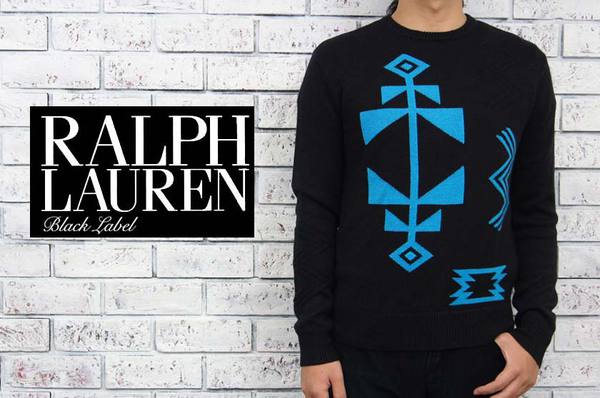 ラルフローレン BLACK LABEL by Ralph Lauren　　ラルフローレン ブラックレーベル リネン&カシミア ネイティブ柄 セーター/Black/Turquoise