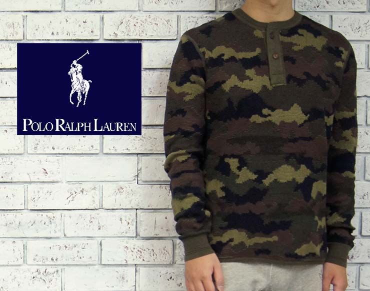 ラルフローレン POLO by Ralph Lauren　 ラルフローレン　コットン×シルク ヘンリーネック CAMO セーター