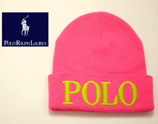 POLO by Ralph Lauren ポロラルフローレン BIG POLO LOGO ニット キャップ/PINK POLO by Ralph Lauren ポロラルフローレン BIG POLO LOGO ニット キャップ/PINK