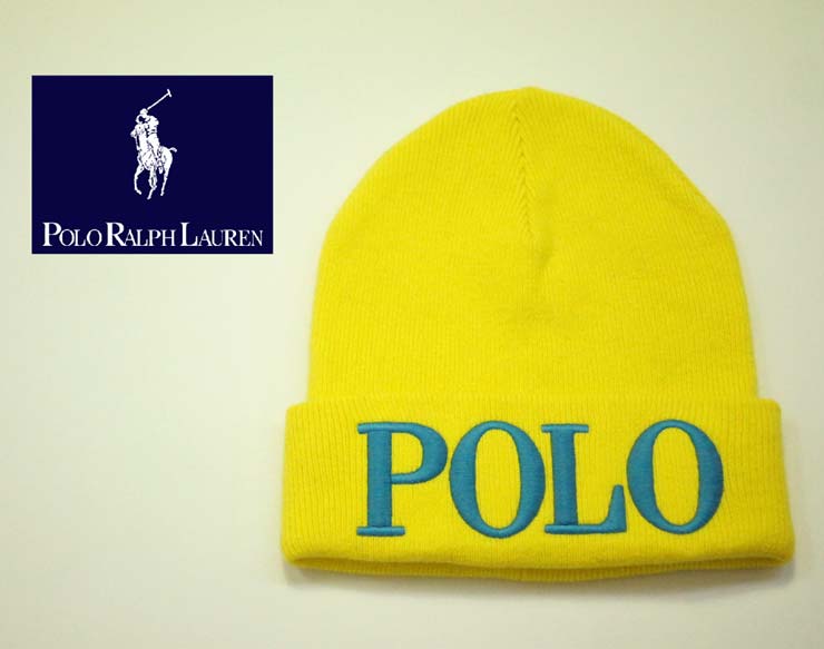 ポロラルフローレン ニット帽 メンズ POLO by Ralph Lauren　ポロラルフローレン BIG POLO LOGO ニット キャップ/YELLOW