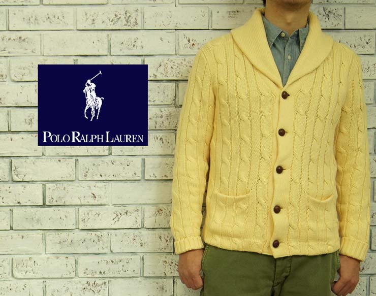 POLO by Ralph Lauren ラルフローレン コットン×カシミア ショールカラー ケーブル ニット カーディガン