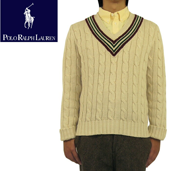 ラルフローレン POLO by Ralph Lauren ラルフローレン ケーブル編み Vネック カレッジ セーター