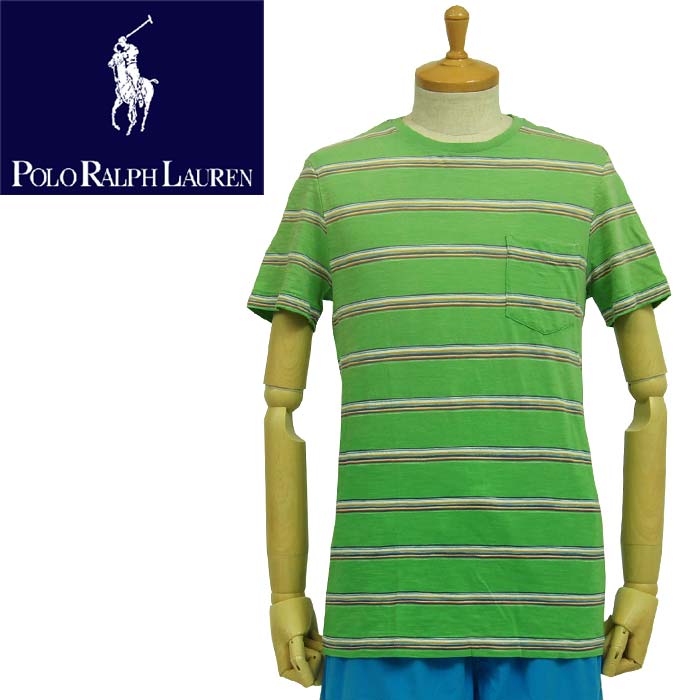 【POLO by Ralph Lauren】 ラルフローレン ウォッシュ加工 ネイティブ ボーダー Tシャツ/GREEN