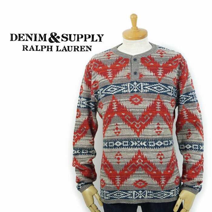 デニム＆サプライ DENIM＆SUPPLY by Ralph Lauren ネイティブ柄 ヘンリーネック コットン ニット あす楽