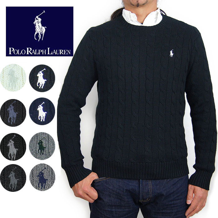 ラルフローレン POLO by Ralph Lauren ラルフローレン メンズ ケーブル コットン クルーネック ニット ポニー セーター