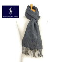 POLO by Ralph Lauren ラルフローレン イタリア製 グレンチェック ウール マフラー グレー/パープル