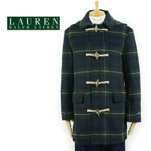 LAUREN Ralph Lauren ローレン ラルフローレン トグル ブラックウォッチ ダッフルコート 麻