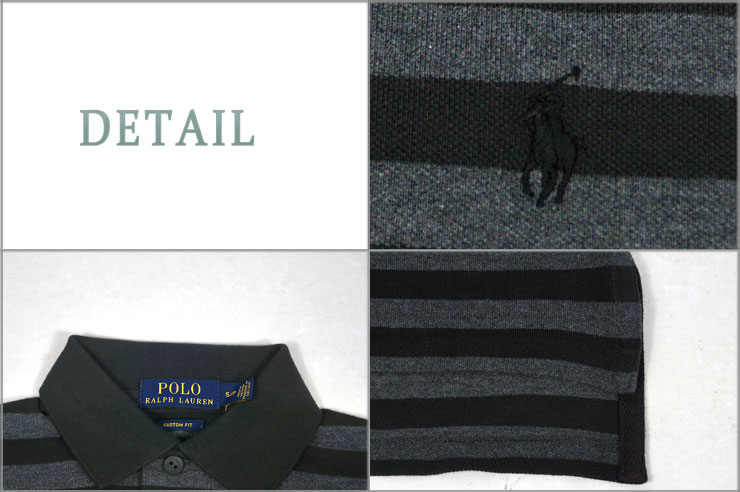 ラルフローレン POLO Ralph Lauren カスタムフィット ボーダー ポロシャツ グレー