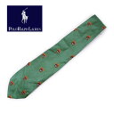 ラルフローレン POLO Ralph Lauren イタリア製 ハンドメイド シルク エンブレム ネクタイ グリーン