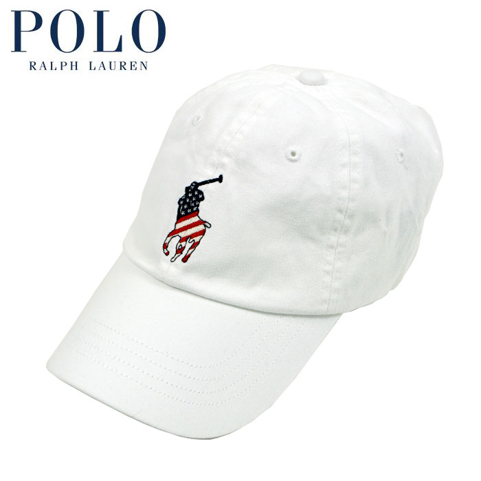 ラルフローレン POLO Ralph Lauren ミドル ポニー ウォッシュ加工 キャップ 星条旗柄