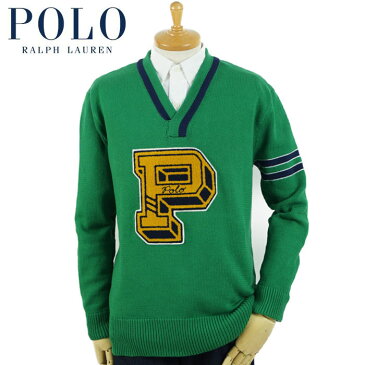 ラルフローレン POLO Ralph Lauren レターマン Vネック セーターCOTTON BLEND LETTERMAN SWEATER