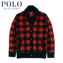 ラルフローレン POLO Ralph Lauren バッファローチェック ウール ショールカラー カーディガン