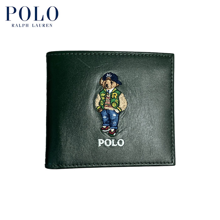 ラルフローレン POLO Ralph Lauren ポロベアー 2つ折り ウォレット スタジャンスタイル グリーン