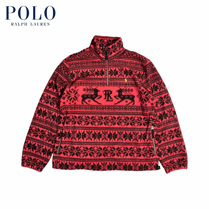乐天商城 - ラルフローレン POLO Ralph Lauren フェア アイル ブラッシュド フリース プルオーバー Fair IsleInspired Fleece Pullover レッド/ブラック