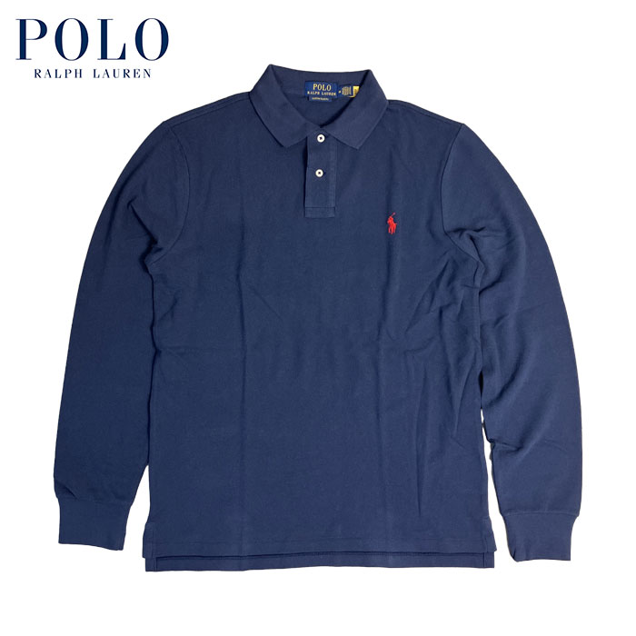Rakuten - ラルフローレン POLO Ralph Lauren カスタムスリムフィット 長袖 ポロシャツ ネイビー