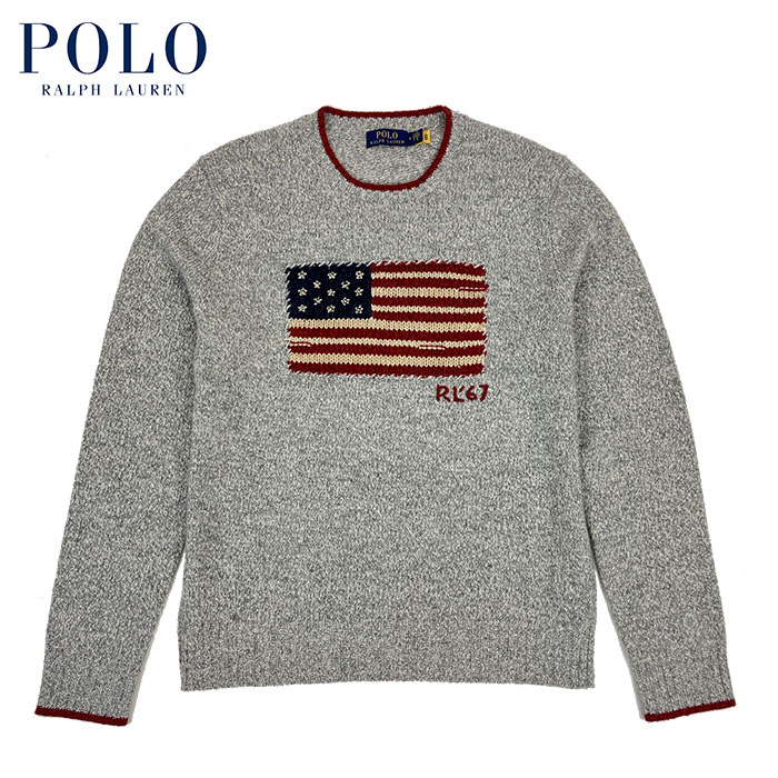 ラルフローレン ラルフローレン POLO Ralph Lauren 星条旗 アメリカンフラッグ ニット セーター グレー