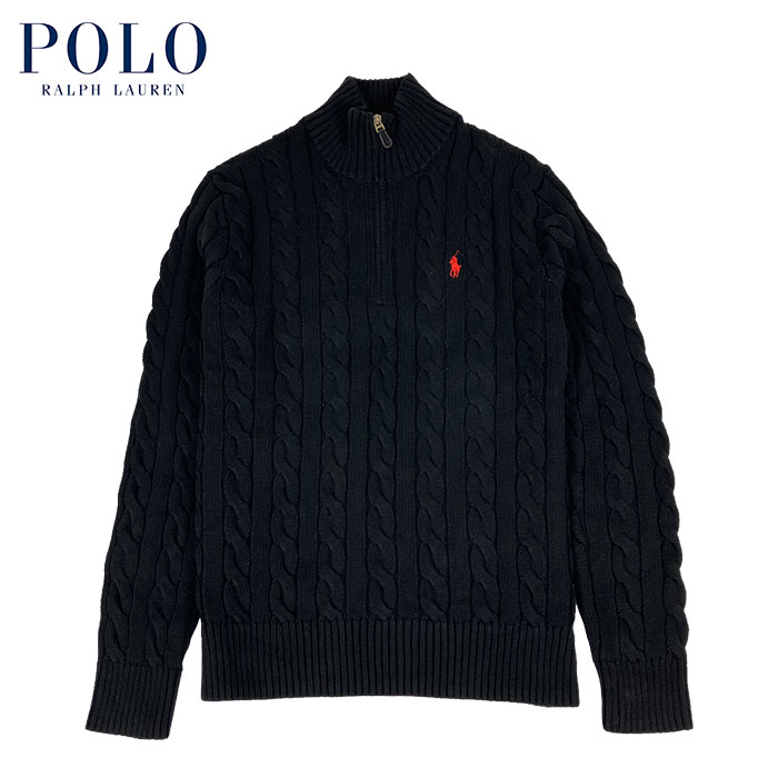 ラルフローレン ラルフローレン POLO Ralph Lauren ケーブル ハーフジップ コットン セーター ブラック