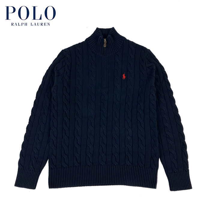 ラルフローレン ラルフローレン POLO Ralph Lauren ケーブル ハーフジップ コットン セーター ネイビー