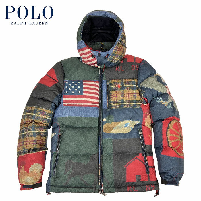 ラルフローレン ラルフローレン POLO Ralph Lauren パッチワーク プリント ダウンジャケット