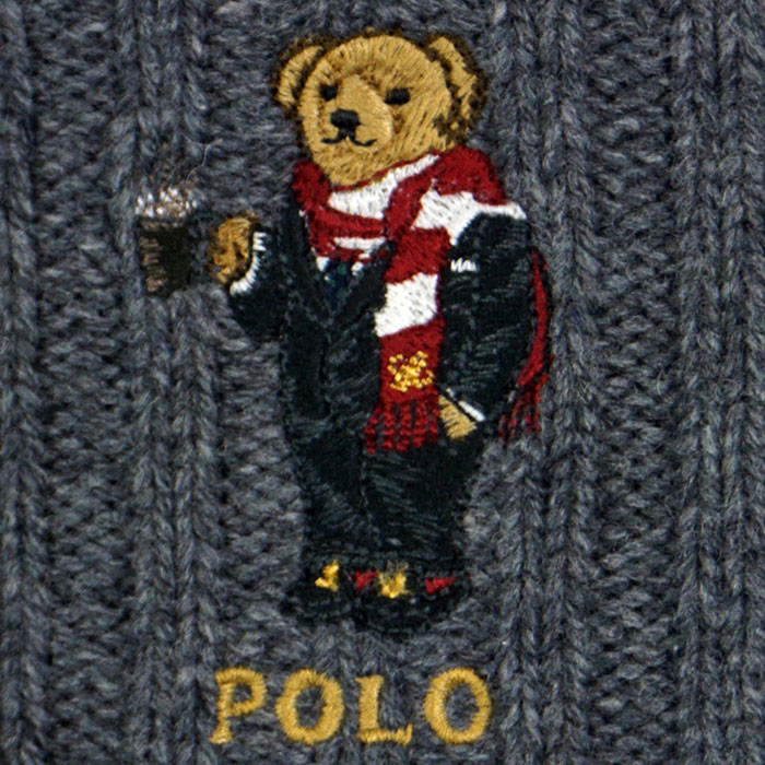 ラルフローレン POLO Ralph Lauren ポロベアー ケーブルニット キャップ グレー