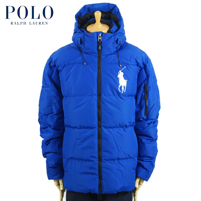 ラルフローレン POLO Ralph Lauren ビッグポニー リップストップ フーディー ダウン ジャケット ブルー