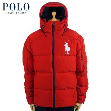 ラルフローレン POLO Ralph Lauren ビッグポニー リップストップ フーディー ダウン ジャケット レッド