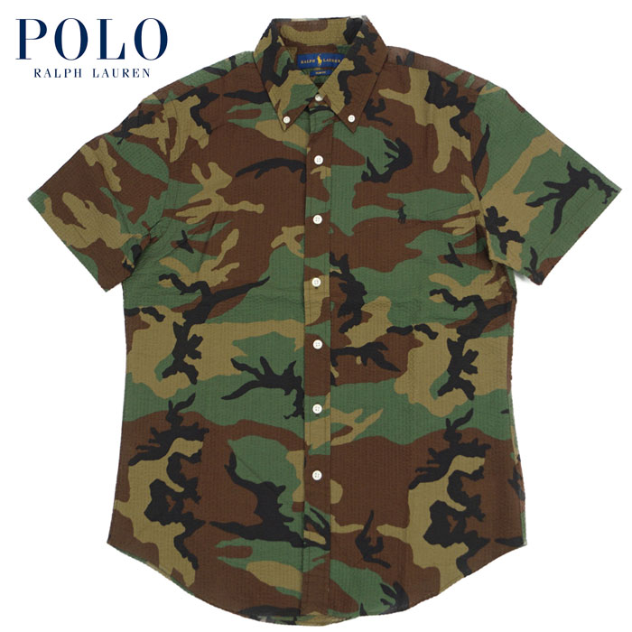 ラルフローレン POLO Ralph Lauren シアサッカー 迷彩 S/S ボタンダウン 半袖 シャツ