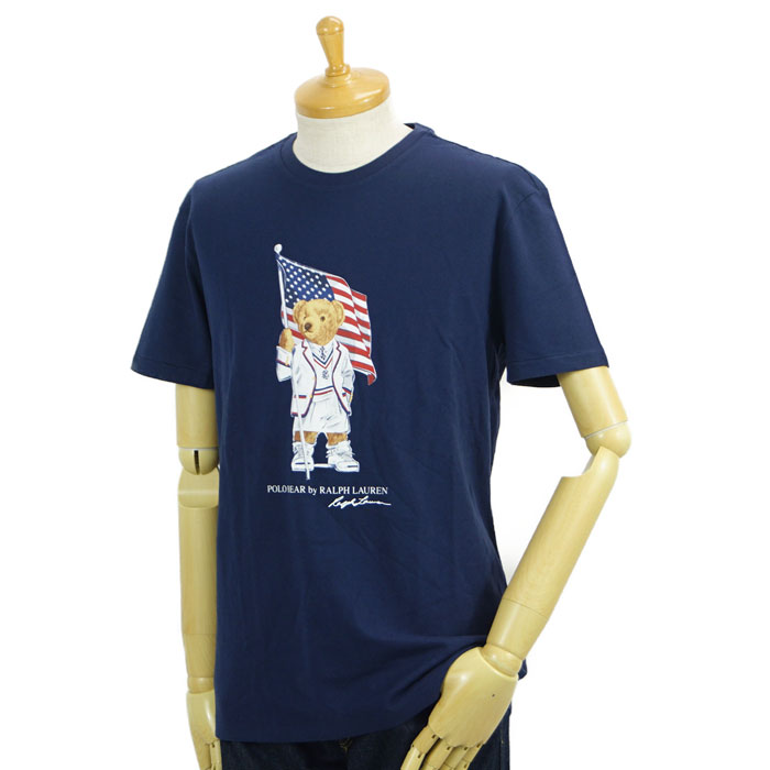 ラルフローレン POLO Ralph Lauren ポロベアー Tシャツ アメリカンフラッグ ネイビー