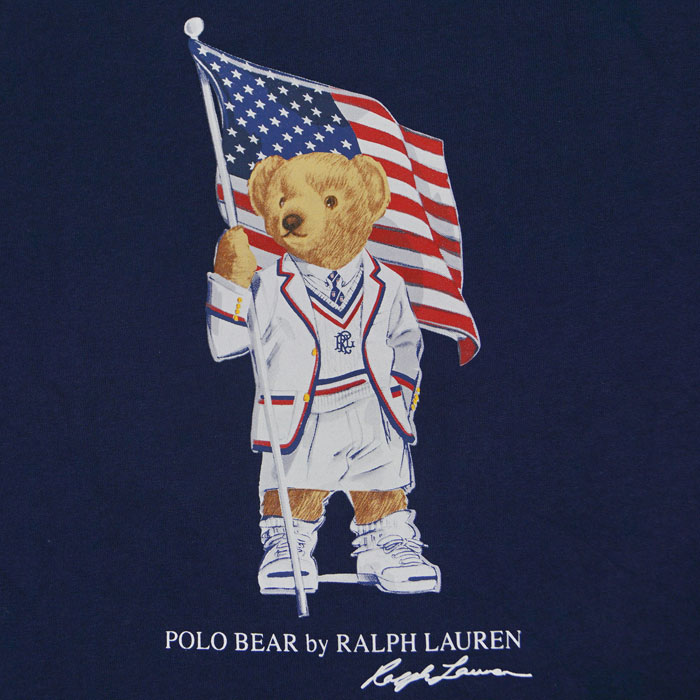 ラルフローレン POLO Ralph Lauren ポロベアー Tシャツ アメリカンフラッグ ネイビー